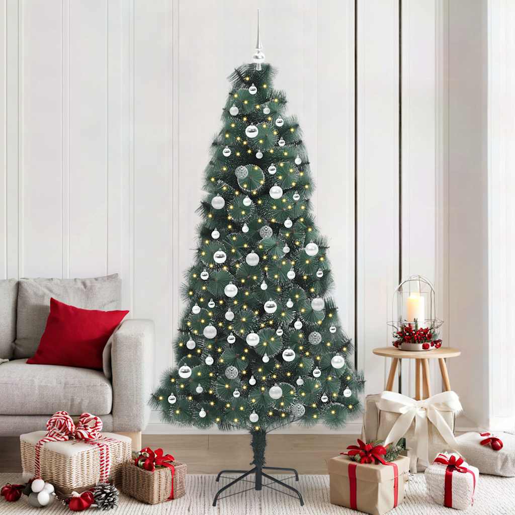 Artificial Pre-Lit Kerstboom Met Bal Set Groen 150 Cm Pet
