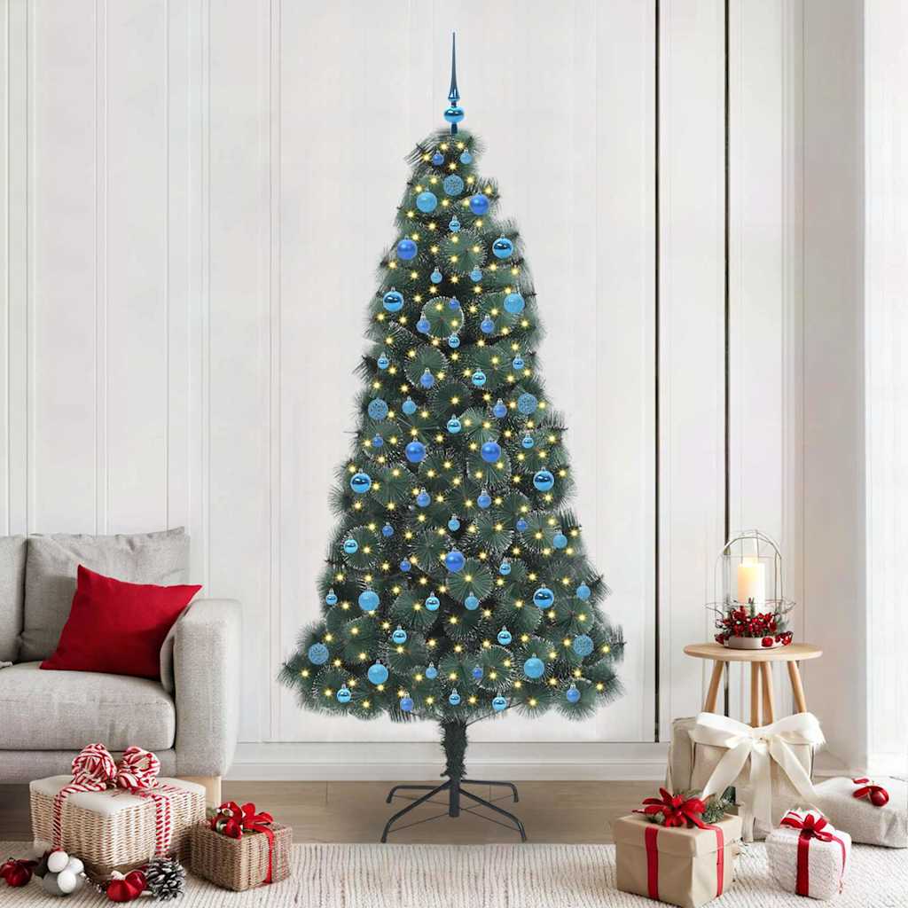 Artificial Pre-Lit Kerstboom Met Bal Set Groen 150 Cm Pet
