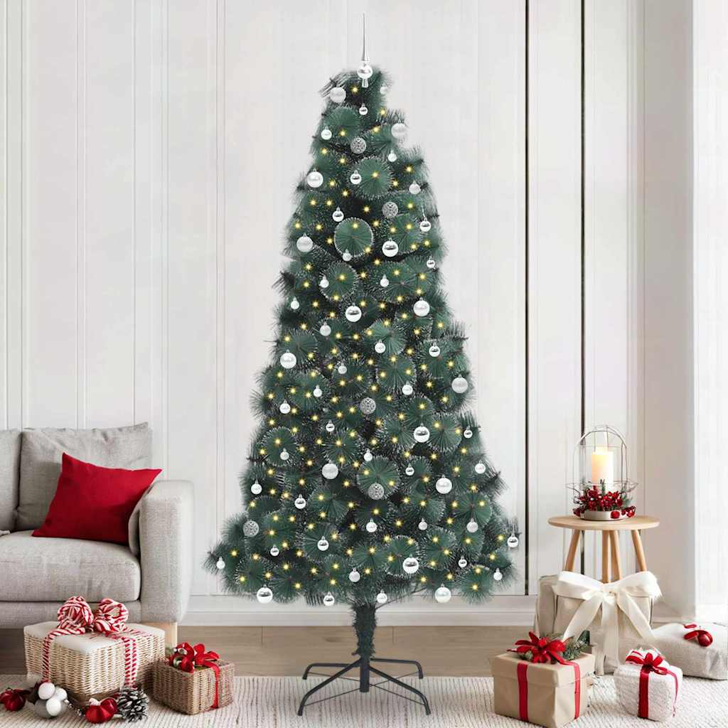 Artificial Pre-Lit Kerstboom Met Bal Set Groen 150 Cm Pet