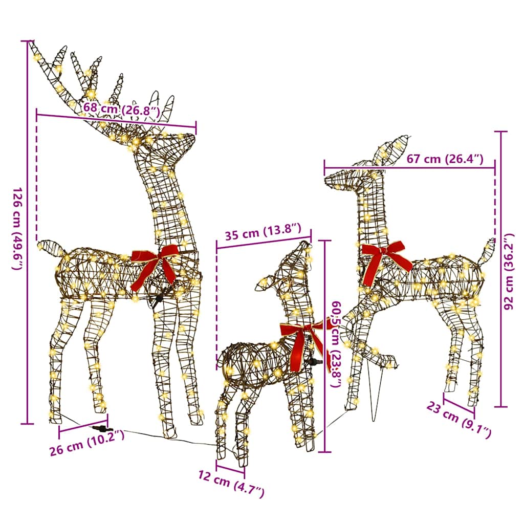 Rendier Familie 3 Pcs Warmwit 67 X 26 X 127 Cm