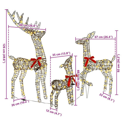 Rendier Familie 3 Pcs Warmwit 67 X 26 X 127 Cm