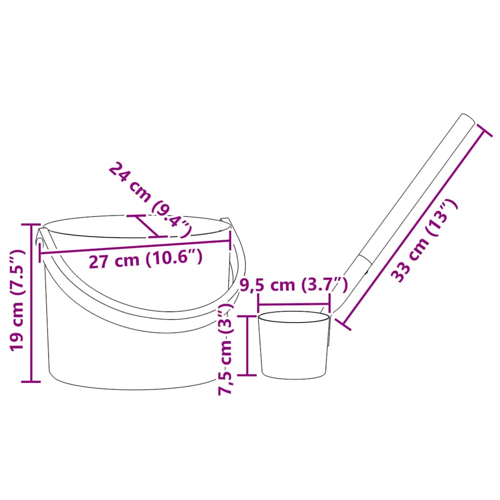 Sauna Accessoire Set 2 Pcs Zwart