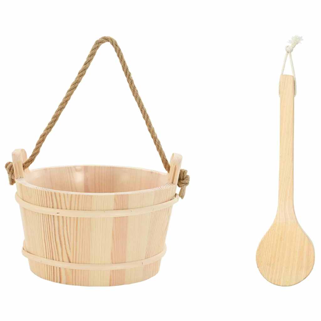 Sauna Emmer 2 Pcs Bruin Massief Vurenhout En Hennep