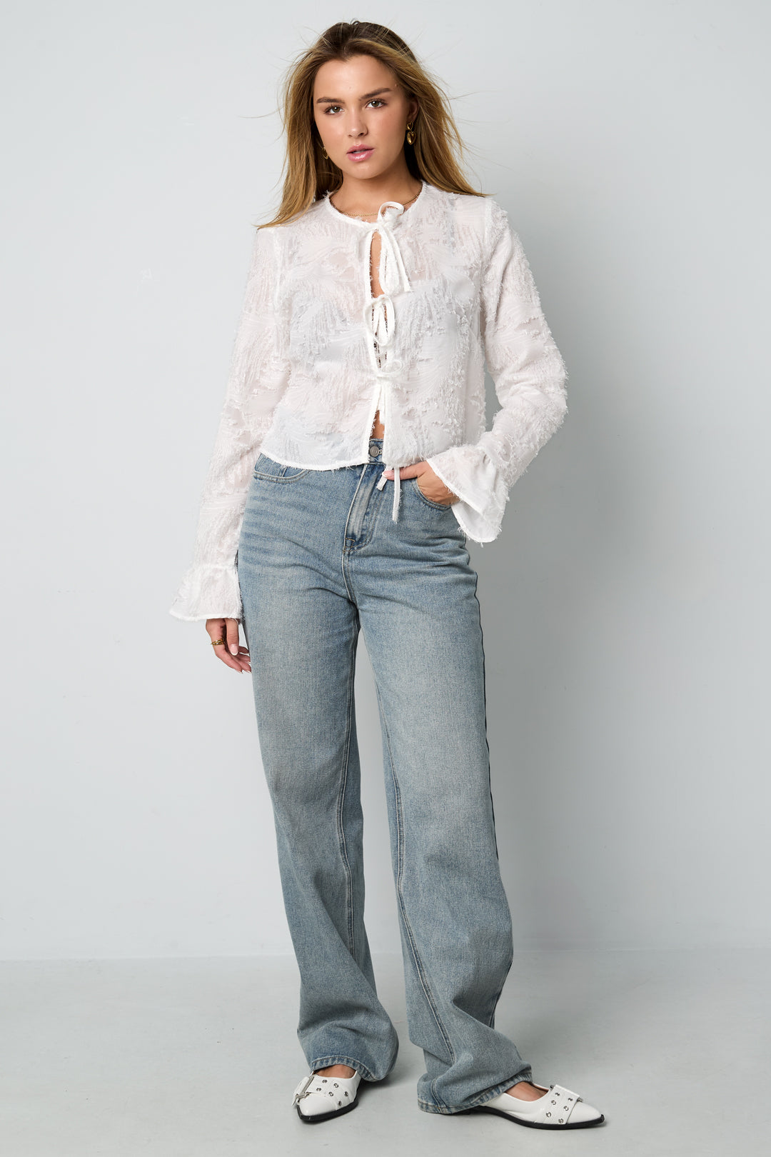 Woven Polyester Fiber Women's Long Sleeve Tops Elegant Solid Color Spring/Summer