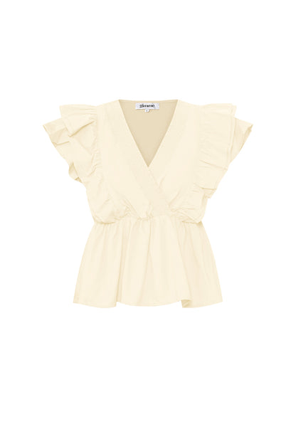 Woven Sleeveless Top Elegant Ruffle Edge Solid Color Spring/Summer