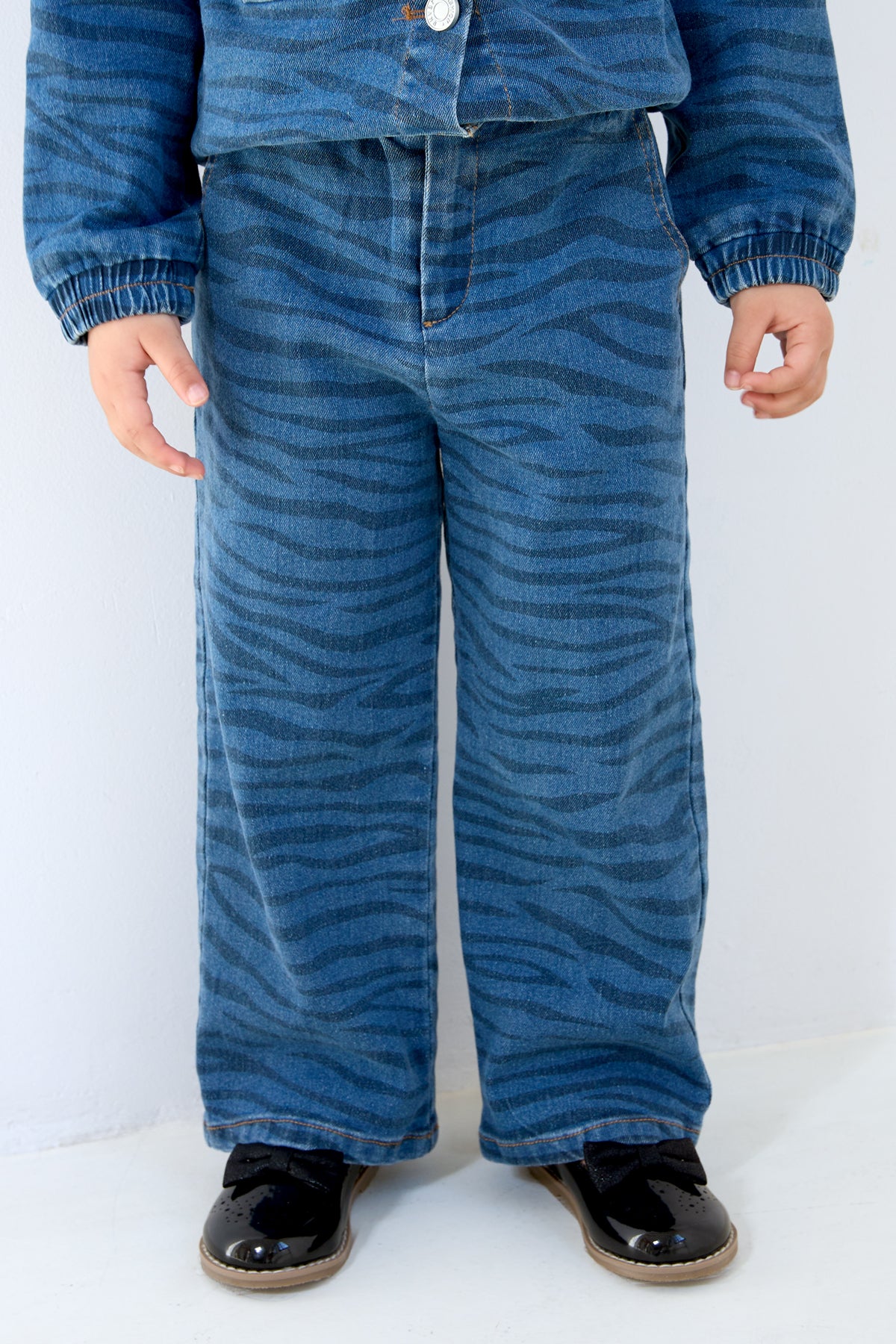 Cotton Denim Pants Casual Zebra Stripes