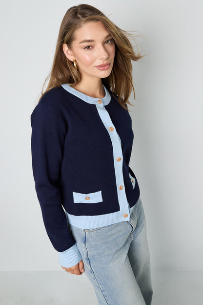 Knitted Polyester Women's Knit Cardigan Casual Color Clash