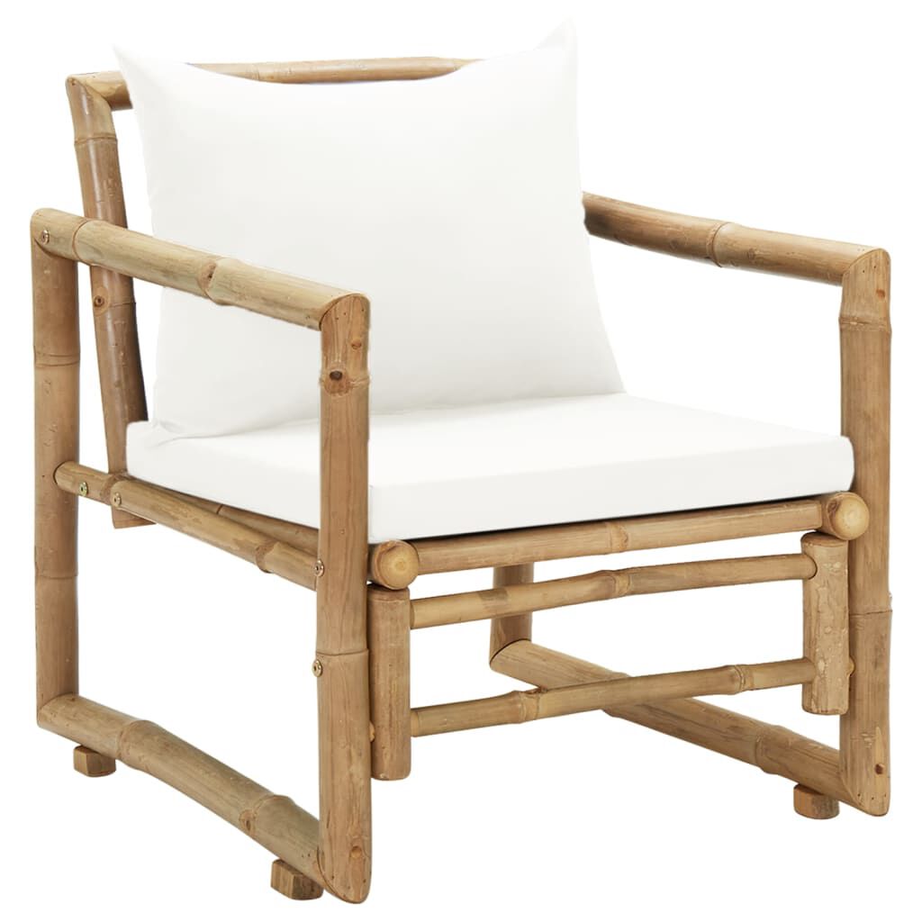 Tuinstoelen 2 st met kussens bamboe