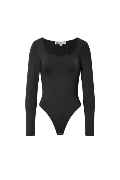 Knitted Nylon Shapewear Bodysuit Basic Solid Color