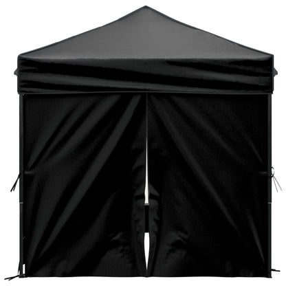 Partytent inklapbaar met zijwanden 2x2 m zwart