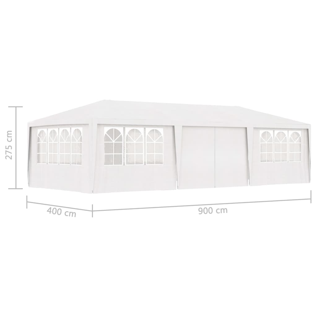 Partytent met zijwanden professioneel 90 g/m² 4x9 m wit