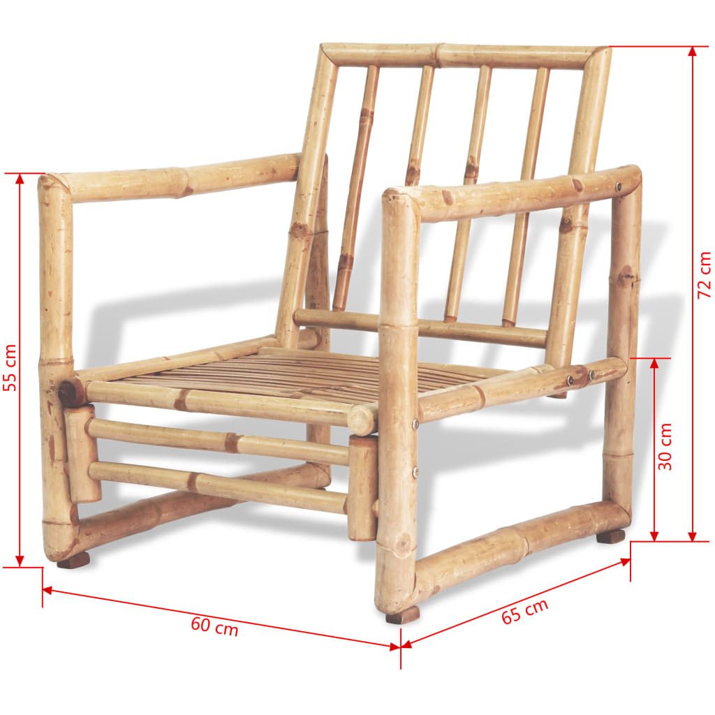 4-delige Loungeset met kussens bamboe