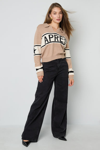 Knitted Polyester Fiber Women's Knit Sweaters Casual Letters