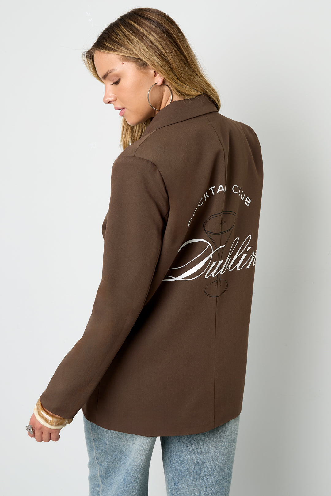 Woven Polyester Fiber Women's Suit Jacket Elegant Letters