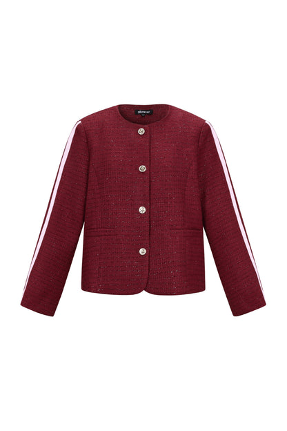 Woven Polyester Fiber Women's Jacket Elegant Plaid Fall/Winter