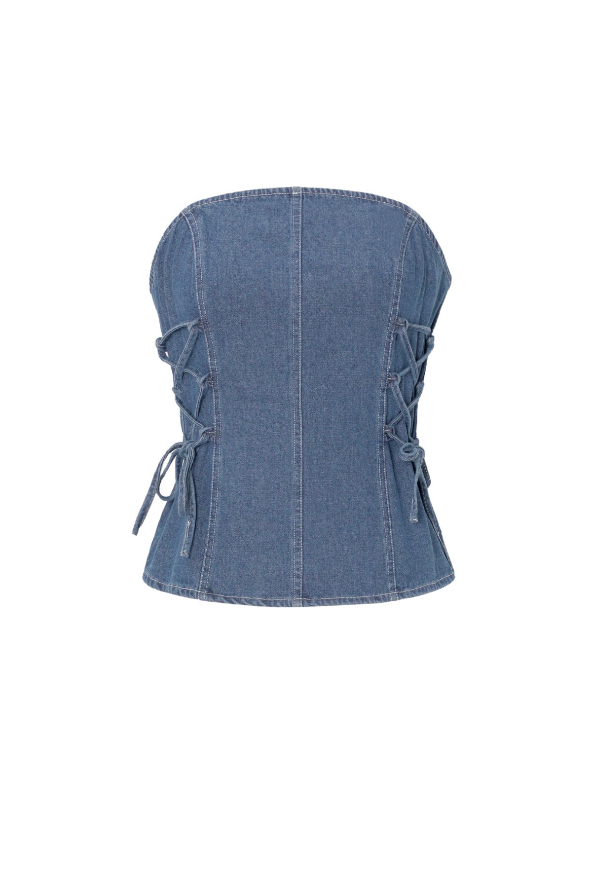 Woven Denim Women's Strapless Top Elegant Solid Color Spring/Summer