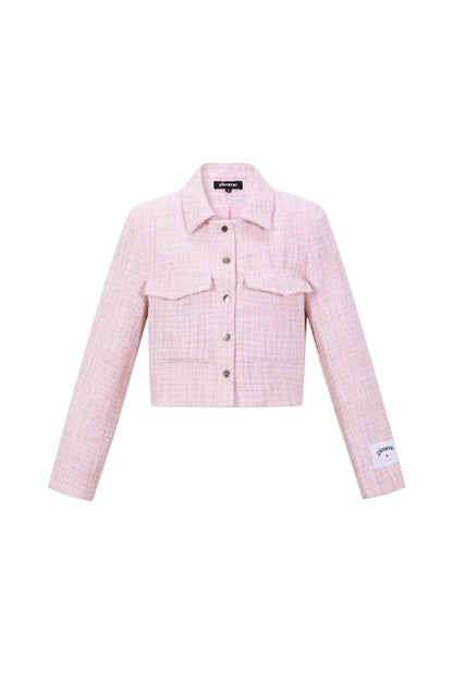Woven Polyester Fiber Women's Jacket Elegant Checkered Statement