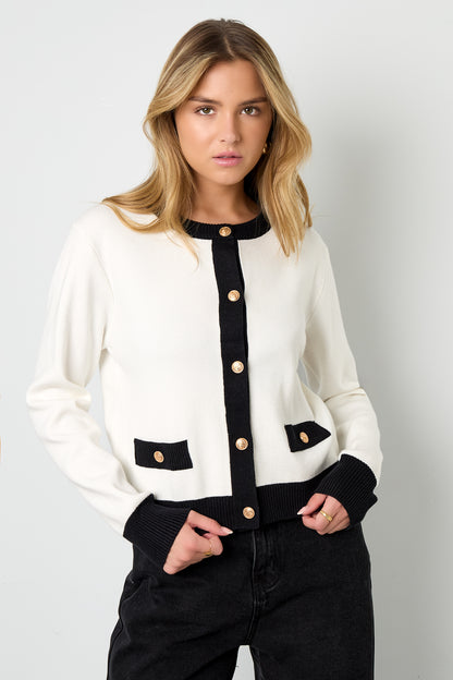 Knitted Polyester Women's Knit Cardigan Casual Color Clash