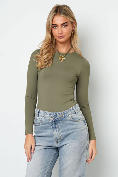 Knitted Nylon Shapewear Bodysuit Basic Solid Color