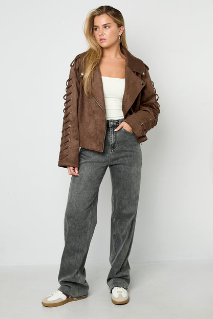 Woven Polyester Fiber Women's Jacket Street Style Tie-up