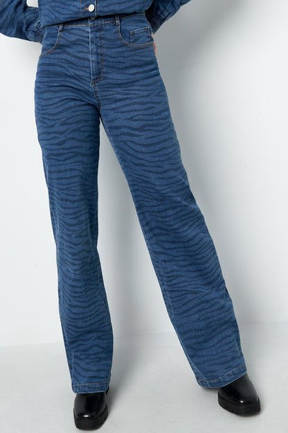 Cotton Woven Women's Straight Leg Denim Pants Medium Indigo Casual