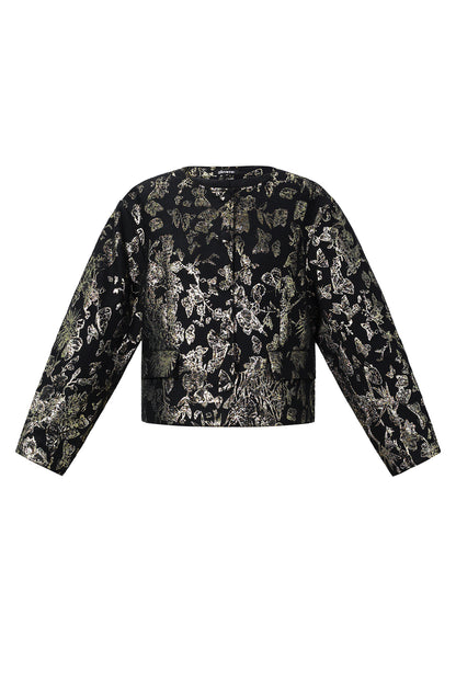 Woven Polyester Fiber Women's Jacket Elegant Floral Print Fall/Winter