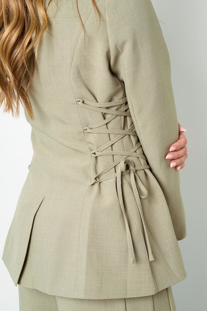 Woven Polyester Fiber Women's Suit Set Elegant Tie-up