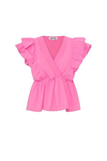 Woven Sleeveless Top Elegant Ruffle Edge Solid Color Spring/Summer