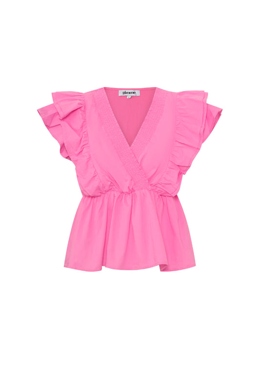 Woven Sleeveless Top Elegant Ruffle Edge Solid Color Spring/Summer