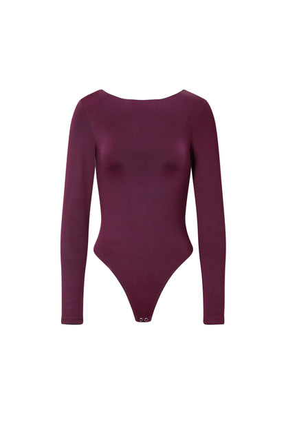 Knitted Nylon Shapewear Bodysuit Basic Solid Color