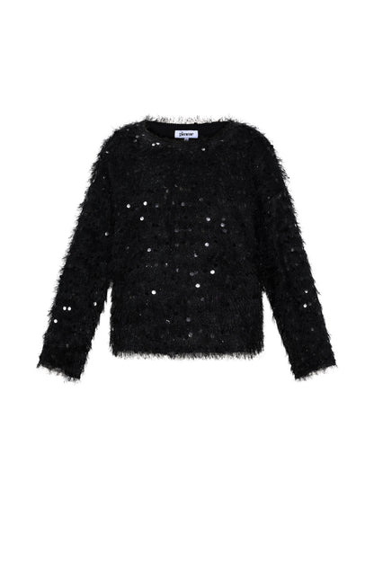 Woven Polyester Fiber Women's Long Sleeve Top Elegant Sequins