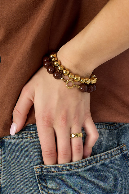 Ketting met medium kralen en frontsluiting-12mm