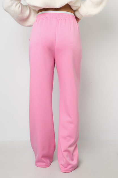 Knitted Polyester Fiber Women's Straight Leg Pants Sporty Solid Color