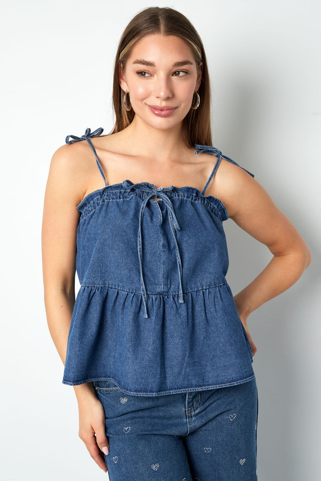 Woven Denim Women's Casual Top Spring/Summer Solid Color