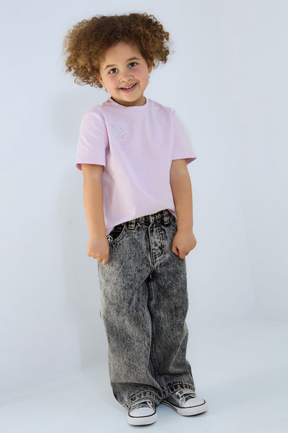 Cotton Children's T-shirt Casual Embroidered Heart Design