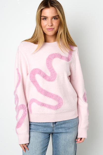 Knitted Polyester Fiber Women's Knit Sweaters Casual Color Clash
