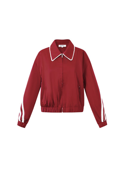 Woven Polyester Fiber Women's Jacket Sporty Color Clash 2-piece Set