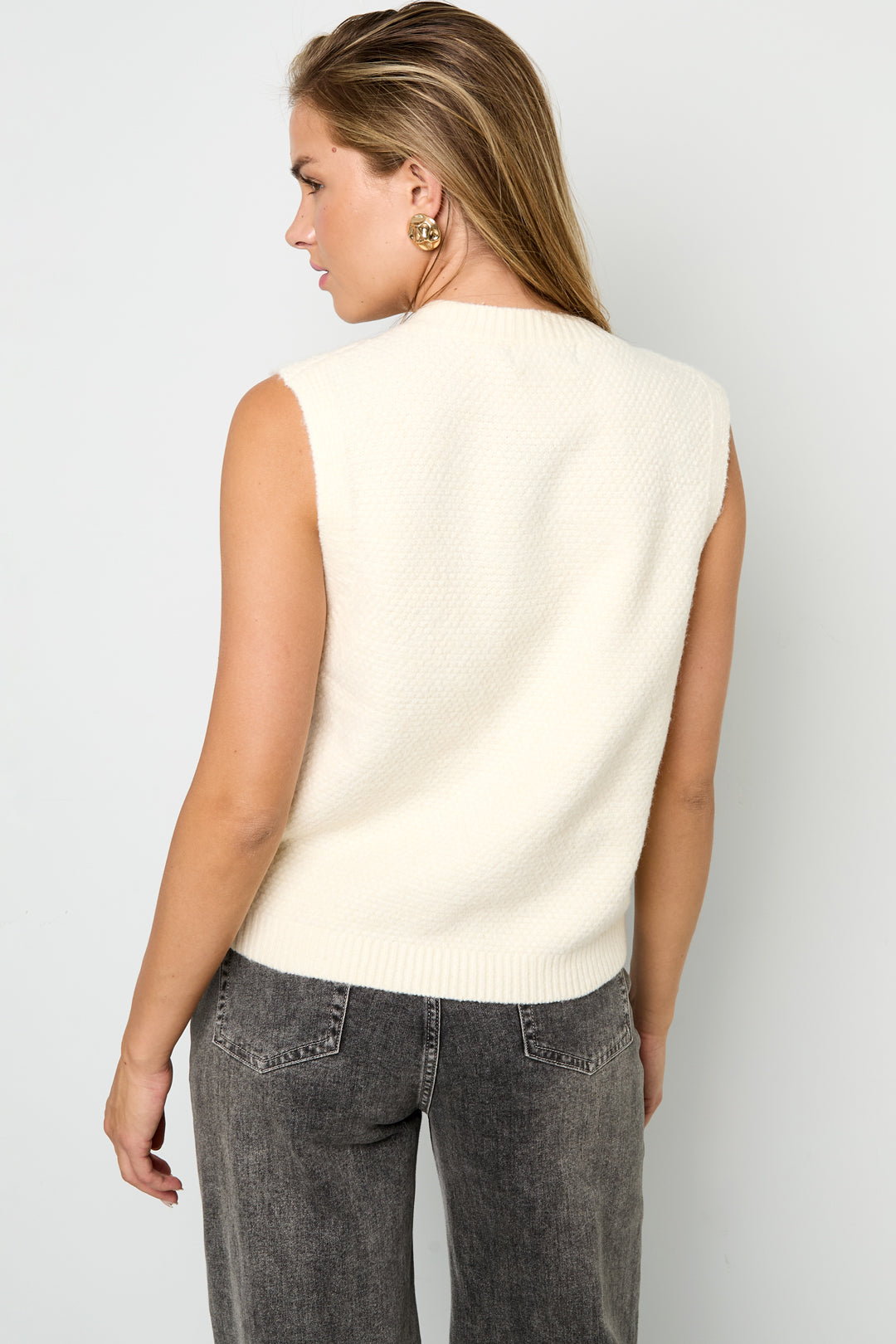 Knitted Polyester Fiber Women's Knitted Vest Casual Solid Color