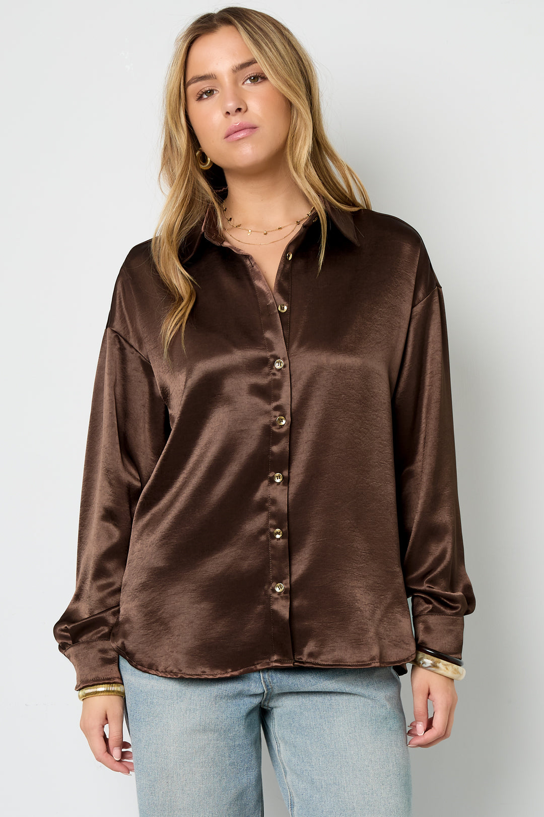 Woven Polyester Fiber Women's Blouse Casual Solid Color Basic