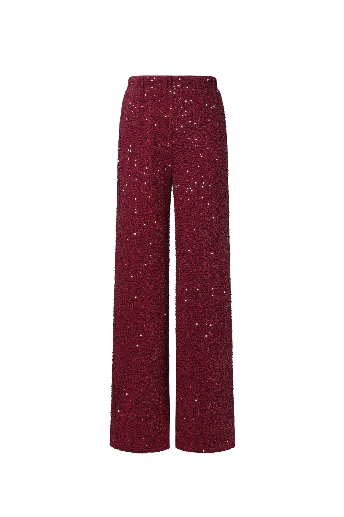 Woven Polyester Fiber Women's Straight Pants Elegant Sequins