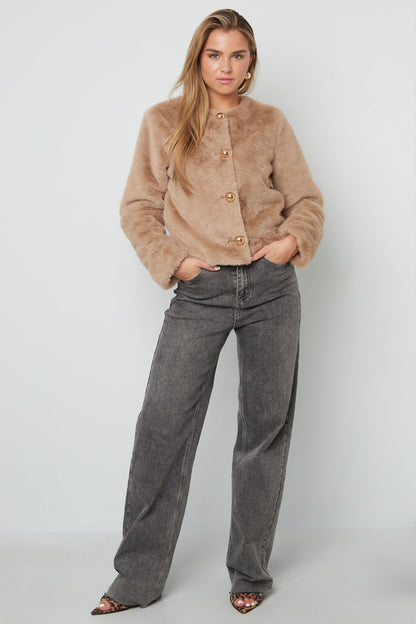 Woven Polyester Fiber Women's Jacket Elegant Solid Color Fall/Winter