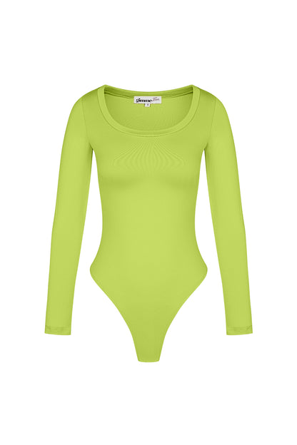 Polyester Women's Long Sleeve Bodysuit High Stretch Form-Fitting