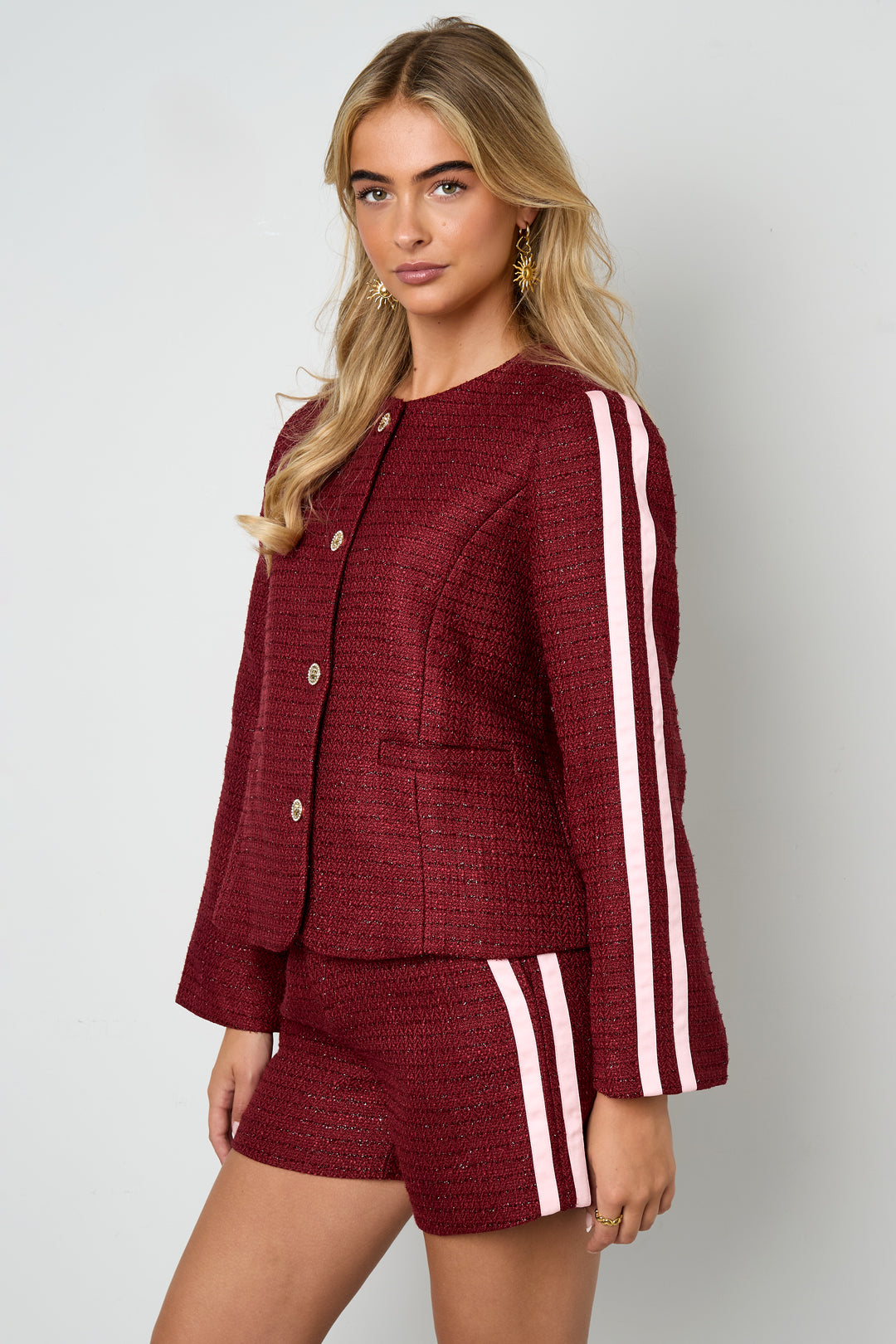 Woven Polyester Fiber Women's Jacket Elegant Plaid Fall/Winter