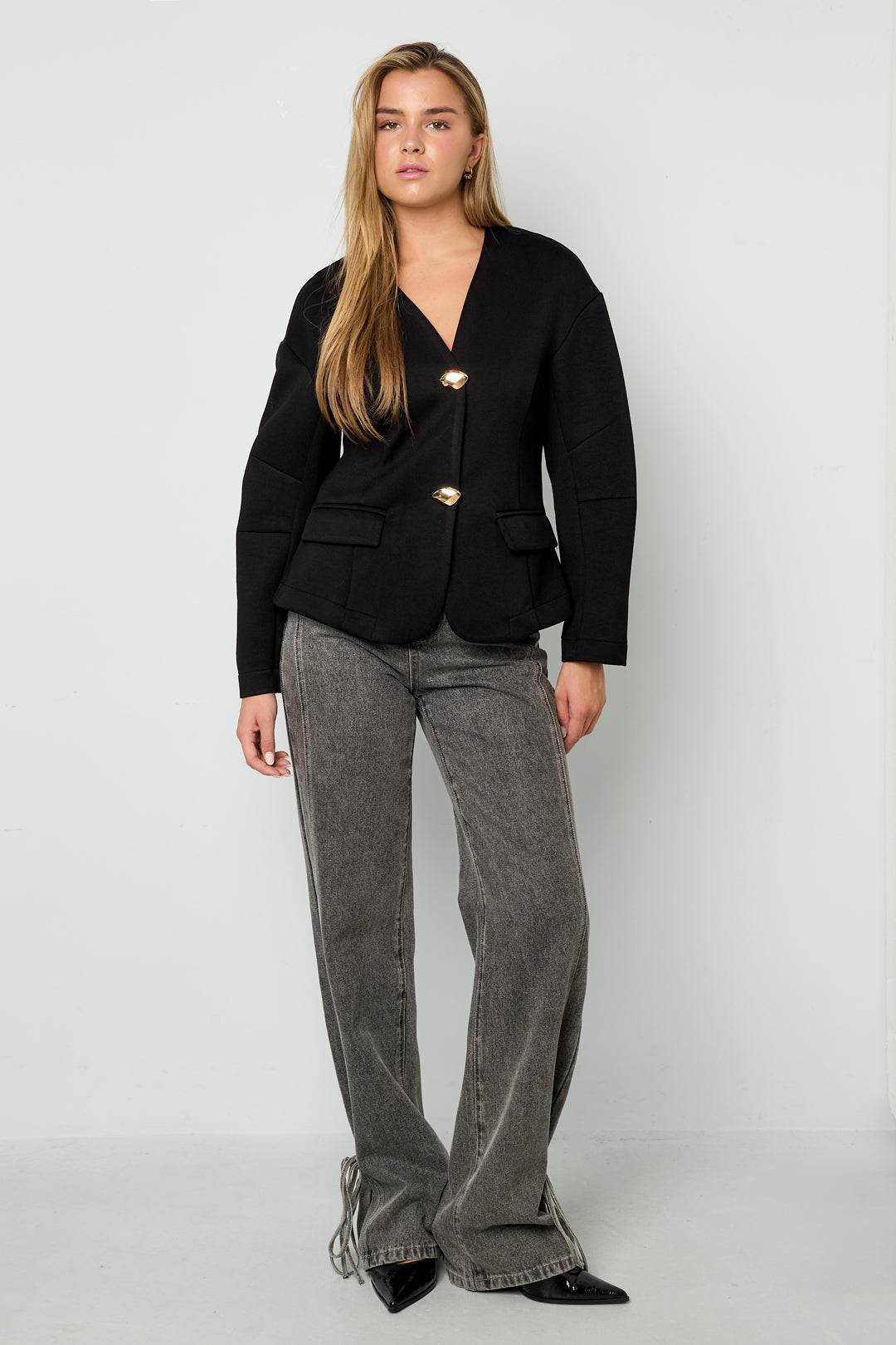 Woven Polyester Fiber Women's Suit Set Elegant Solid Color Fall/Winter